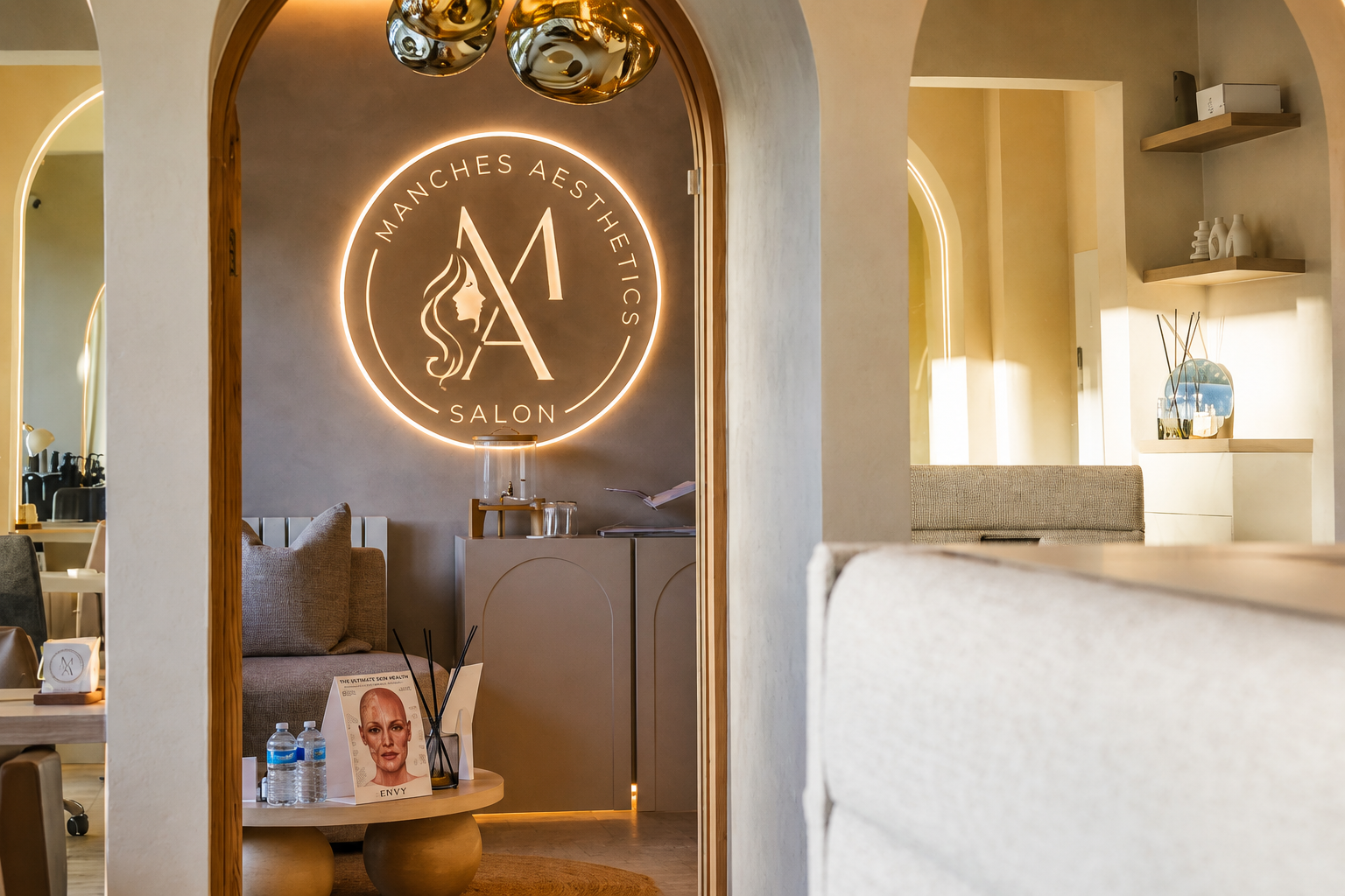 Luxury gift card with flowers on a treatment room table